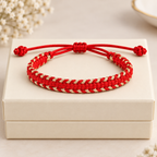 Tulsi Sporty Red & Light Gold Woven Thread Bracelet