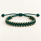 Tulsi Emerald Green & Light Gold Woven Thread Bracelet