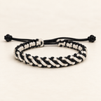 Tulsi Midnight Black & White Woven Thread Bracelet