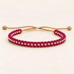 Ruby-Red & Gold Beaded Cord Bracelet