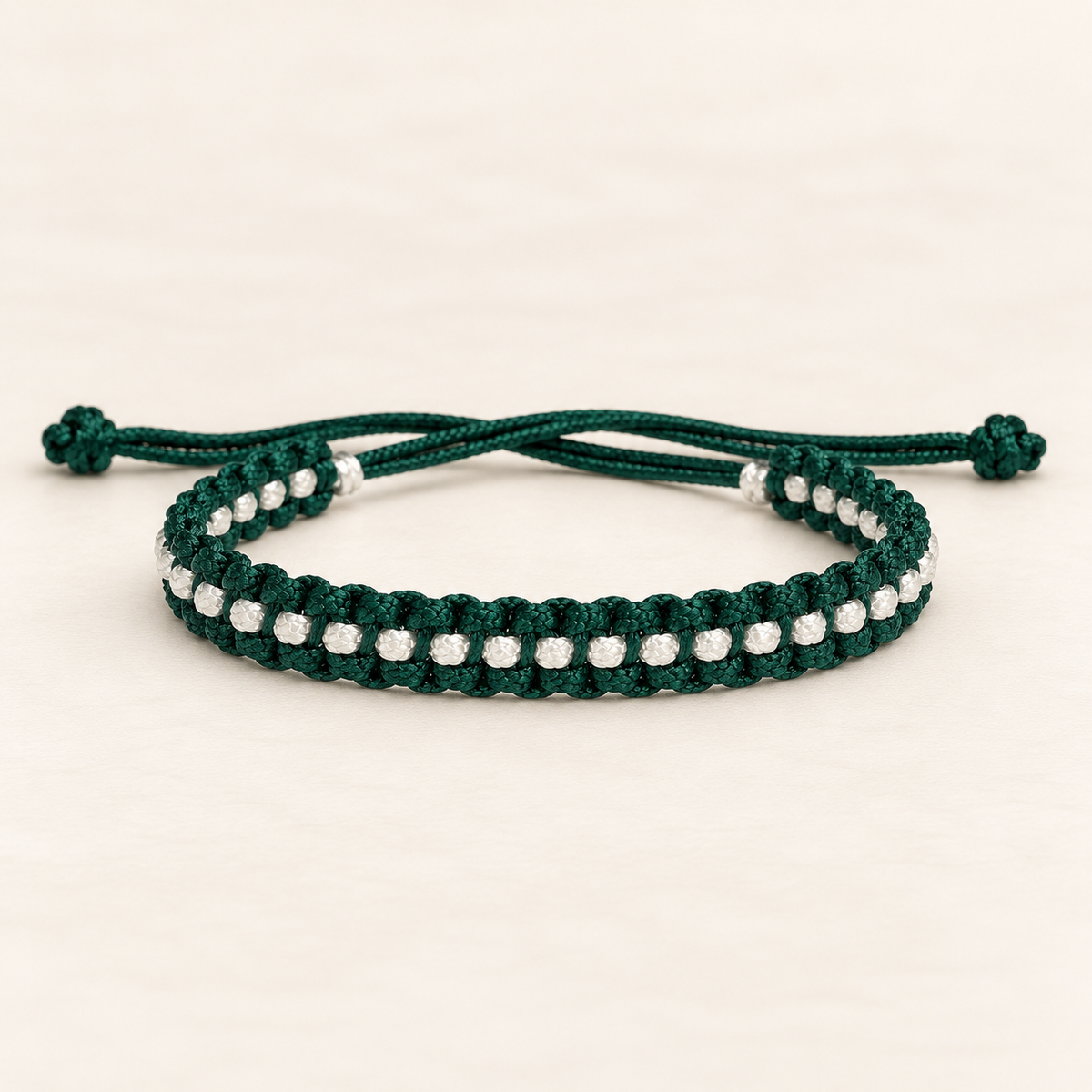 Emerald Green & Silver Woven Thread Bracelet Main image