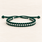 Emerald Green & Silver Woven Thread Bracelet
