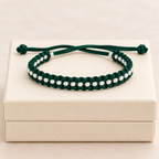 Emerald Green & Silver Woven Thread Bracelet