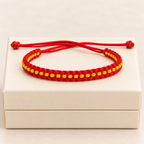 Ruby Red & Golden Yellow Woven Soft Thread Bracelet