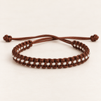 Boho Chic Brown & White Woven Bracelet