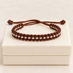 Boho Chic Brown & White Woven Bracelet
