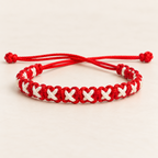 Ruby Red & White Woven Soft Thread Bracelet
