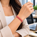 Ruby Red & White Woven Soft Thread Bracelet