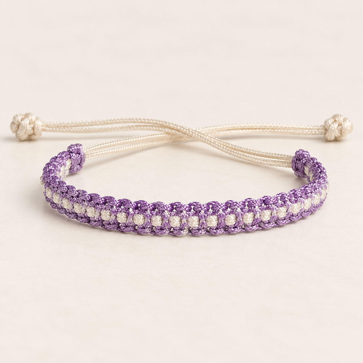 Lavender & White Soft Thread Woven Bracelet Main image