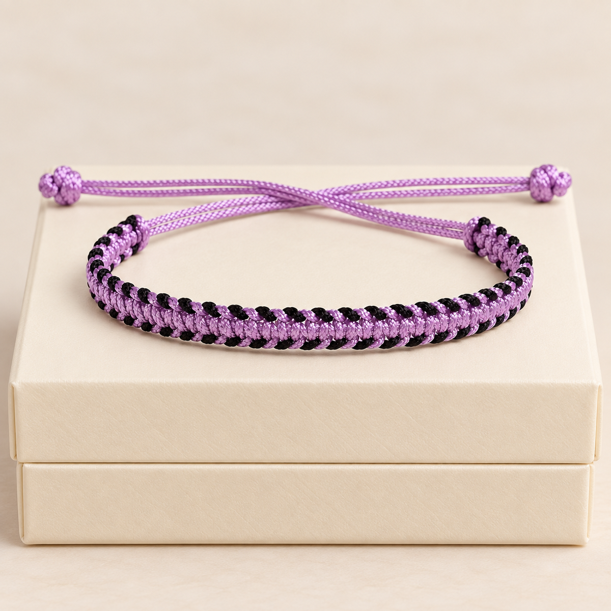 Chic Lavender & Black Everyday Braided Bracelet
