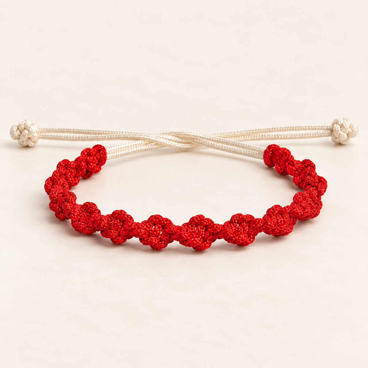 Classic Red & White Everyday Soft Thread Bracelet
