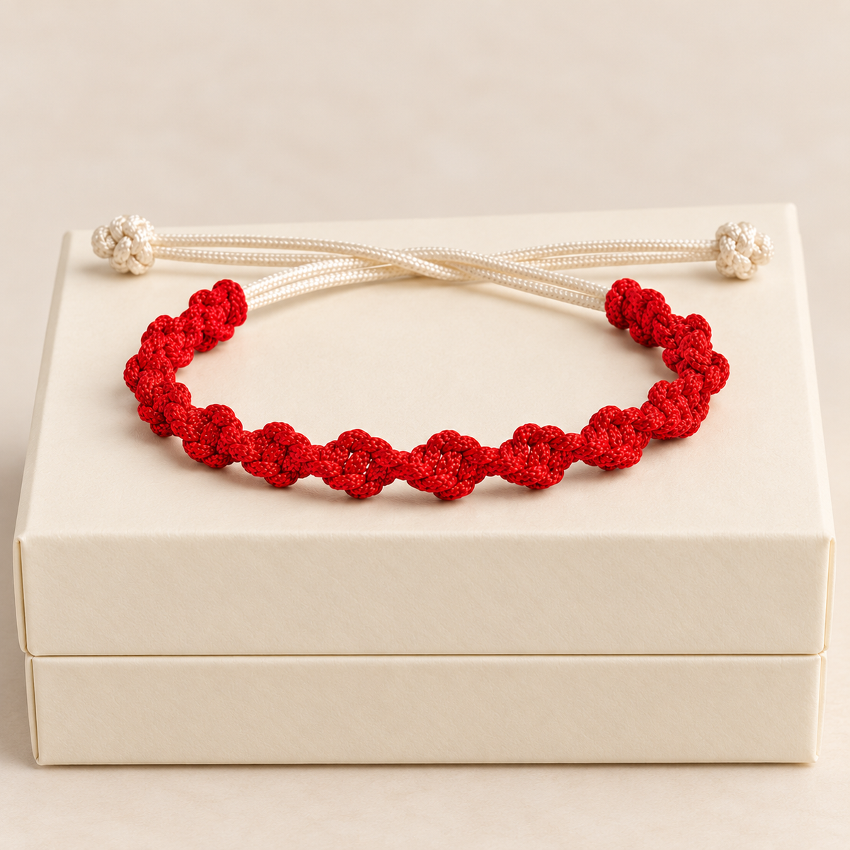 Classic Red & White Everyday Soft Thread Bracelet