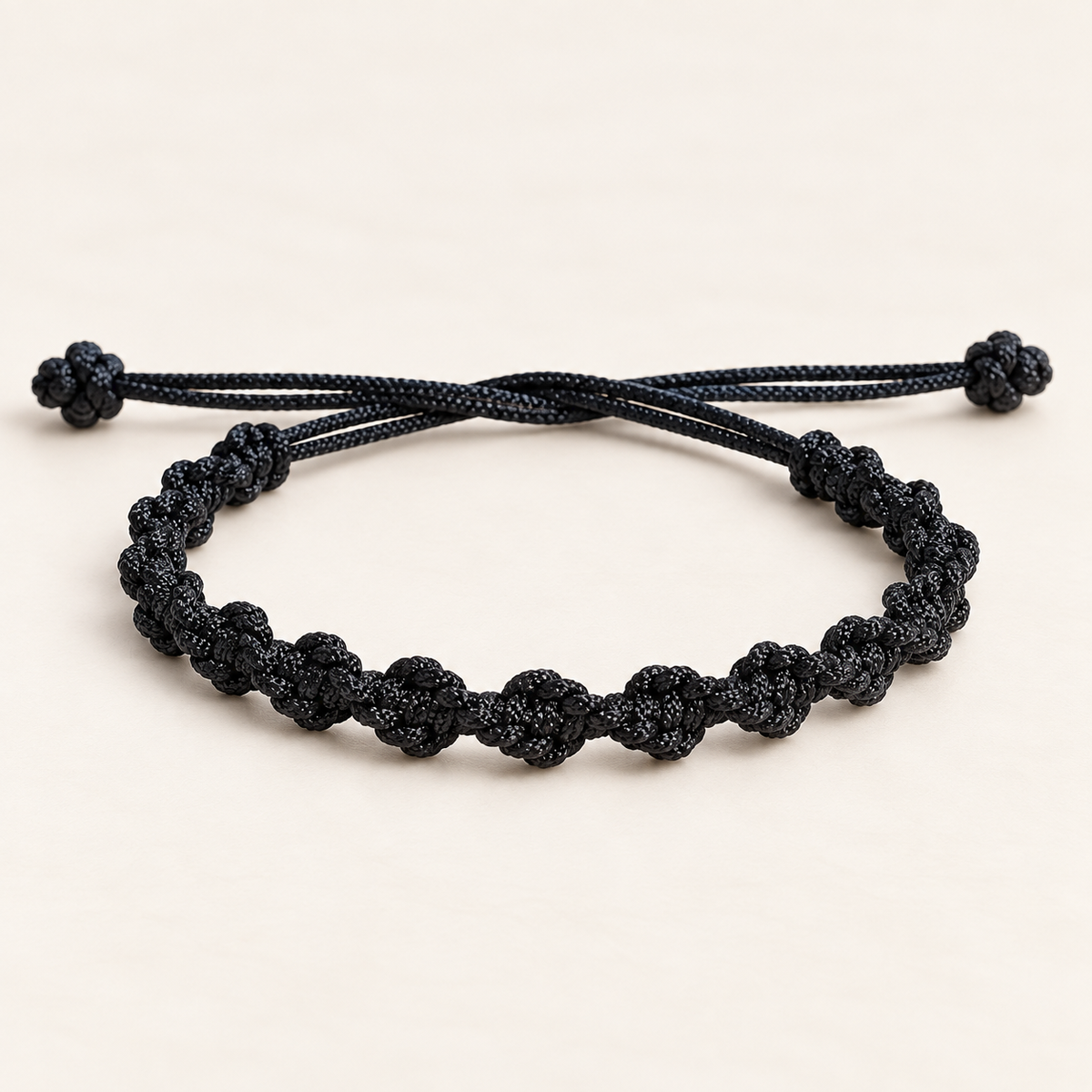 Classic Black Knotted Cord Everyday Bracelet