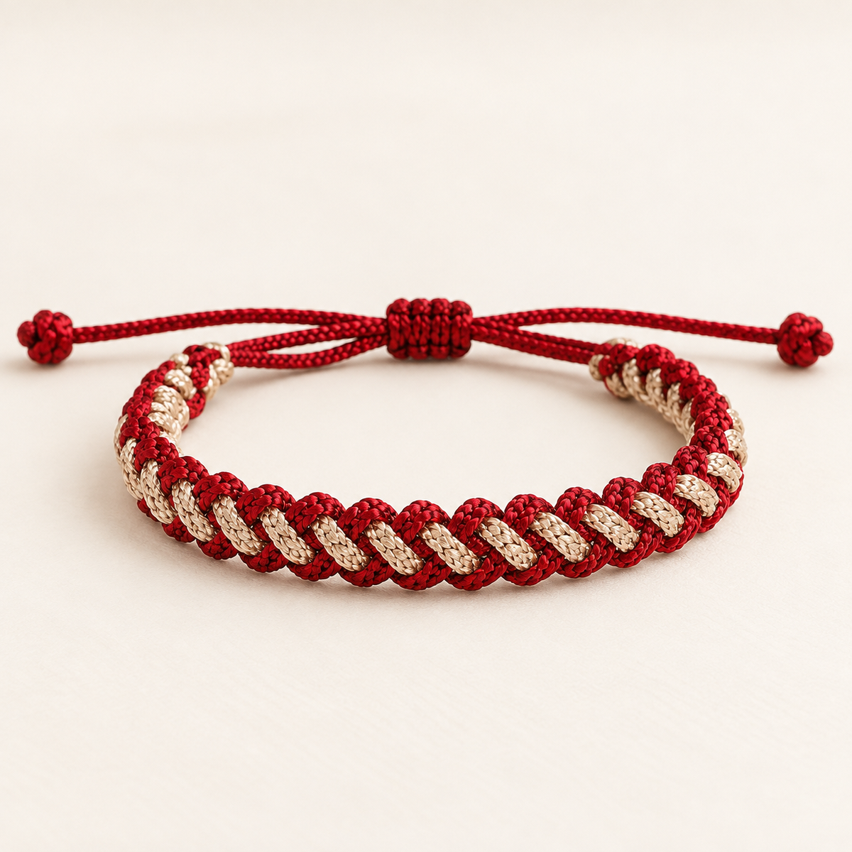 Tulsi Classic Red & Light Gold Handcrafted Cord Bracelet