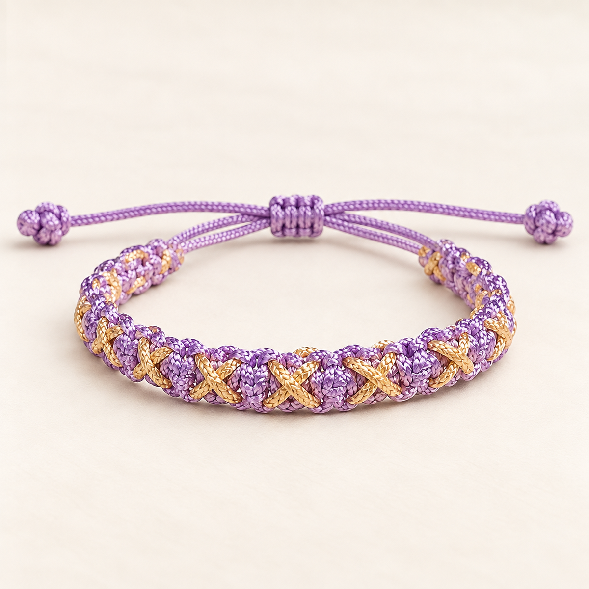 Tulsi Classic Lavender & Light Gold Handcrafted Cord Bracelet