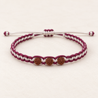 Sacred Maroon & White Braided Rudraksha Band With Silver Cap