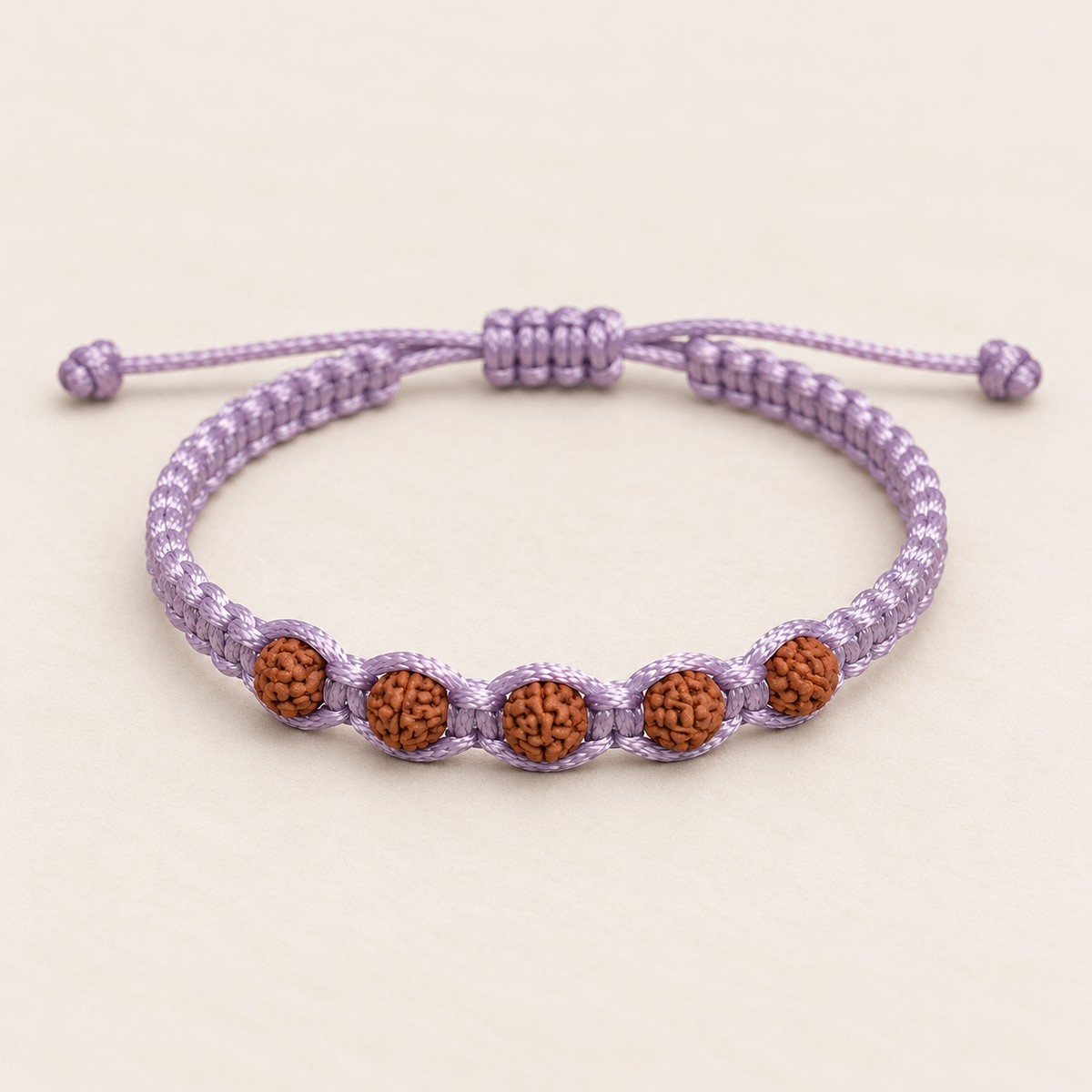 Divine 5-Bead Rudraksha Lavender Thread Bracelet Main image