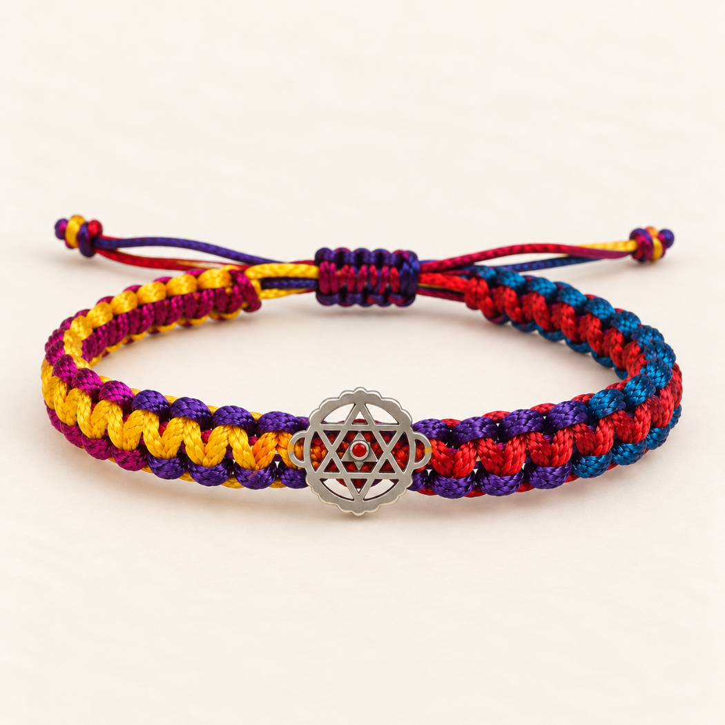 Divine Pure Silver Sri Yantra Multi-Color Thread Bracelet Main image