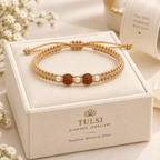 Divine Rudraksha & Silver Balls And Gold Thread Bracelet