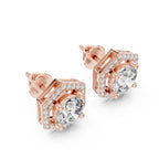 Solitaire Halo Hexagon Studs
