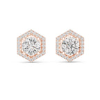 Solitaire Halo Hexagon Studs