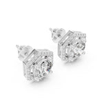 Solitaire Halo Hexagon Studs