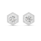 Solitaire Halo Hexagon Studs
