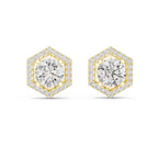 Solitaire Halo Hexagon Studs