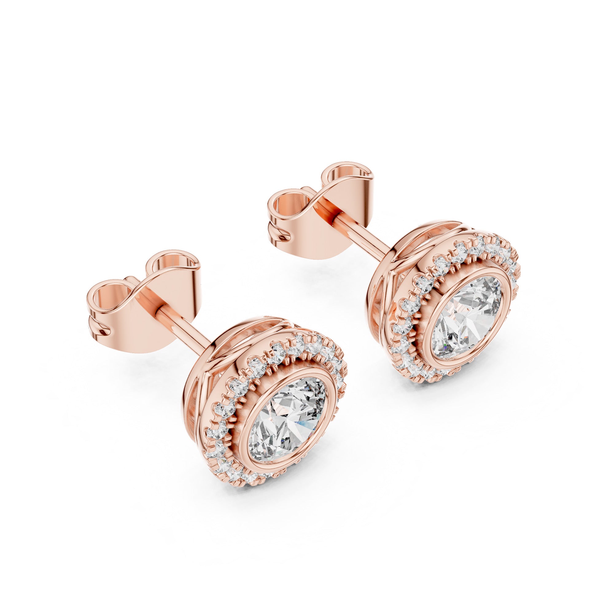 Solitaire Royale Halo Stud Earrings