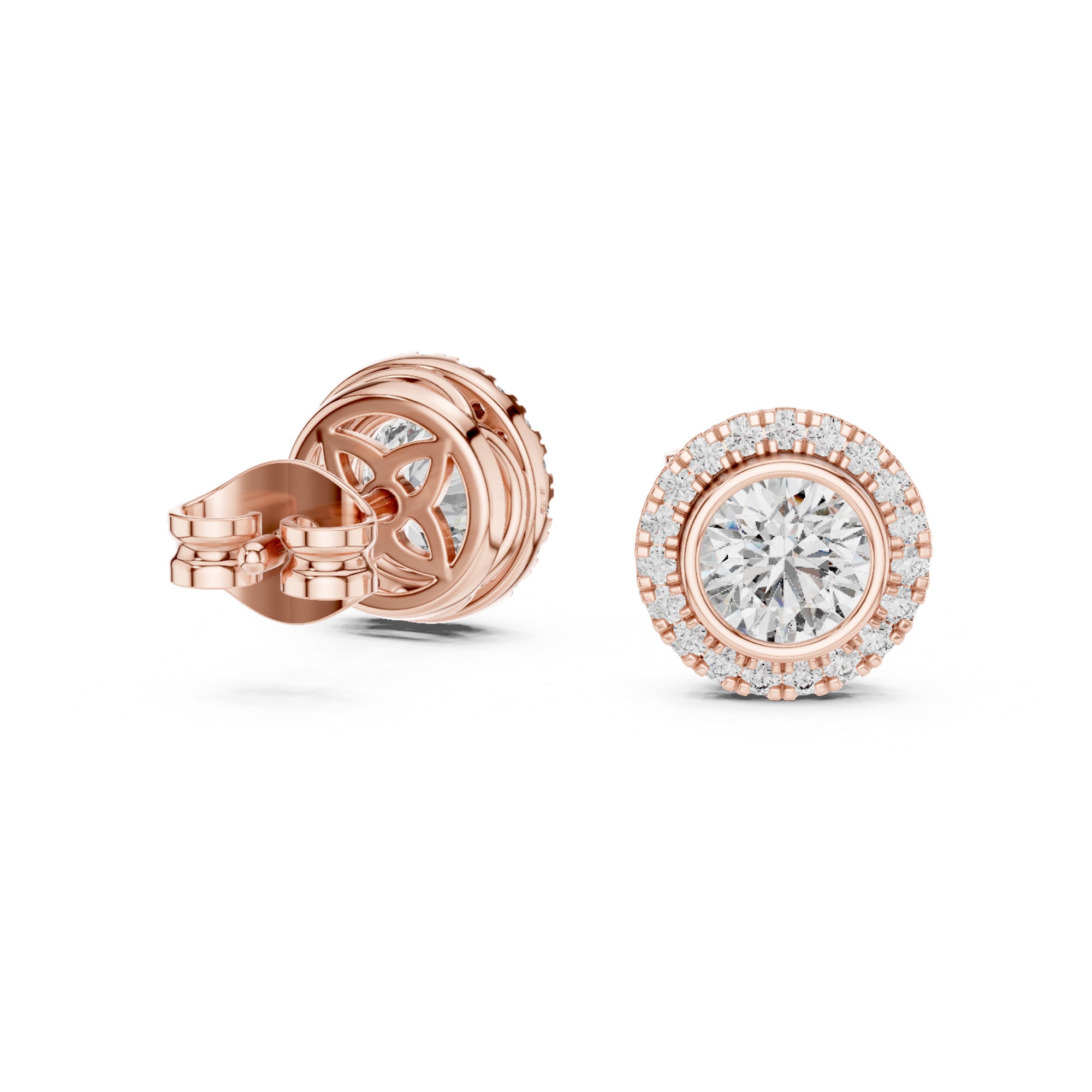 Solitaire Royale Halo Stud Earrings