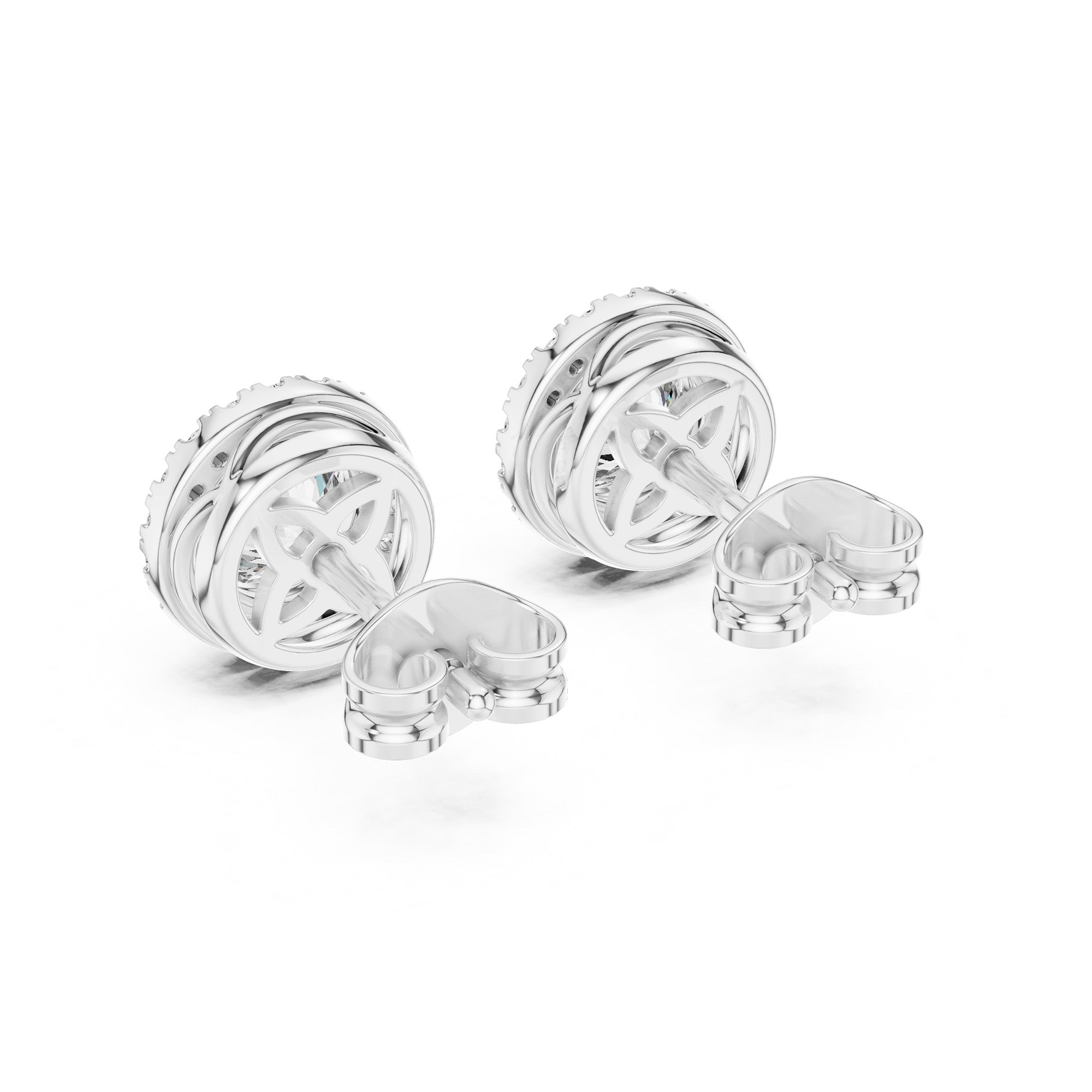 Solitaire Royale Halo Stud Earrings