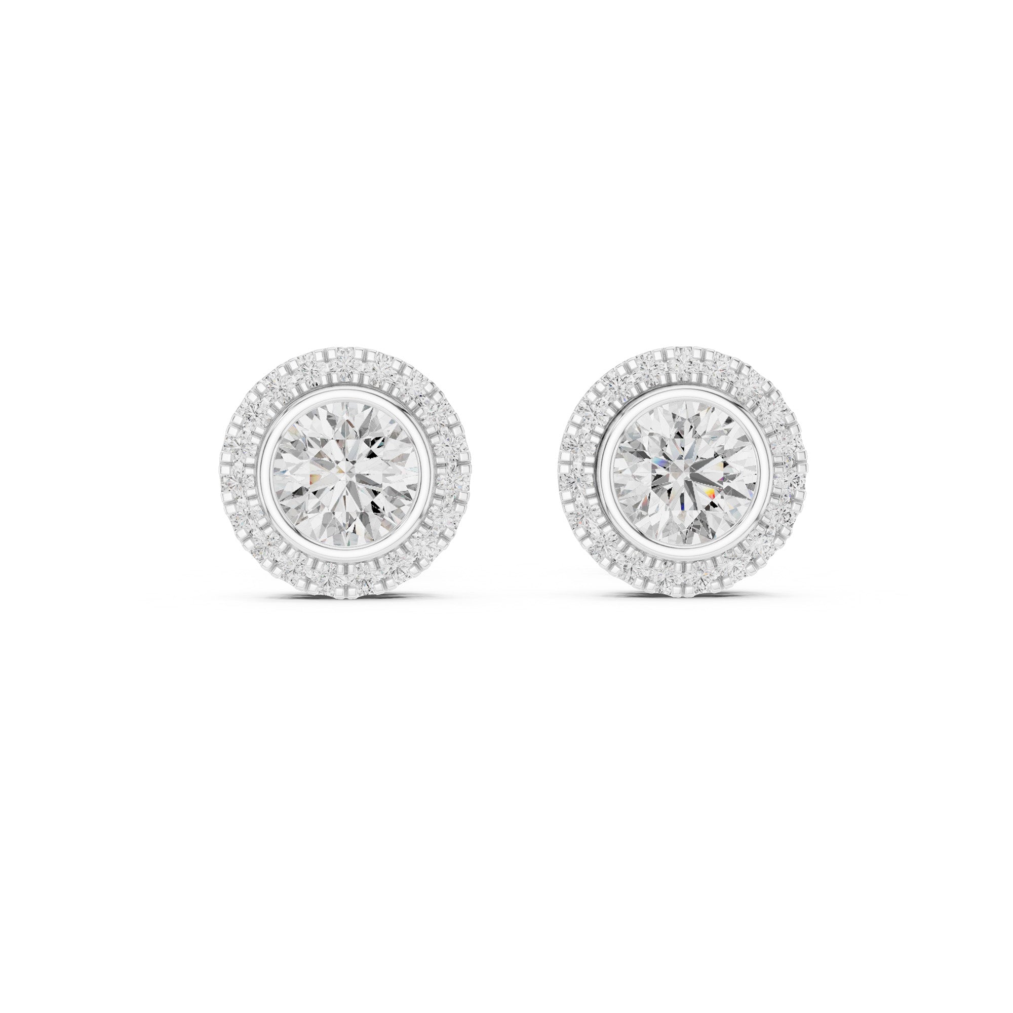 Solitaire Royale Halo Stud Earrings