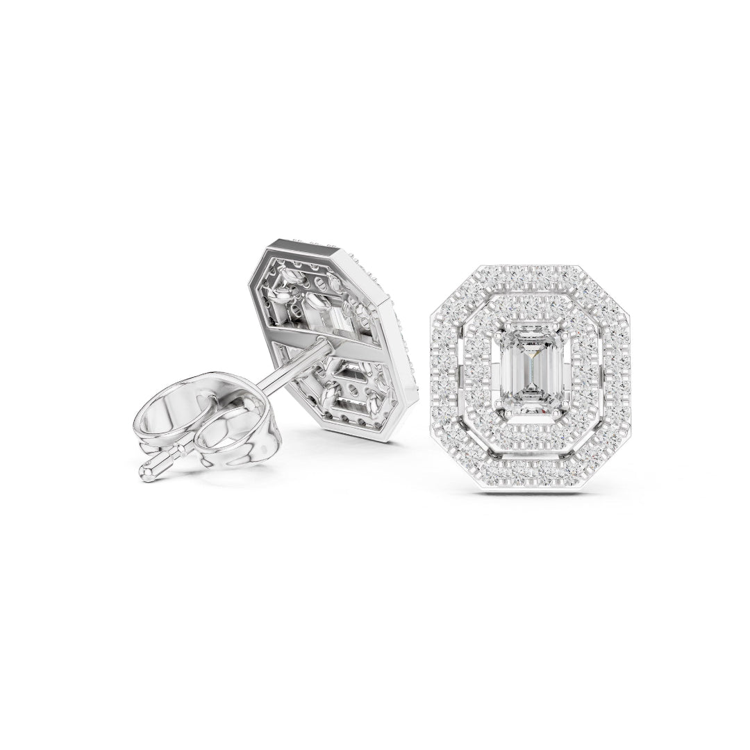 Regalia Emerald Halo Stud Earrings