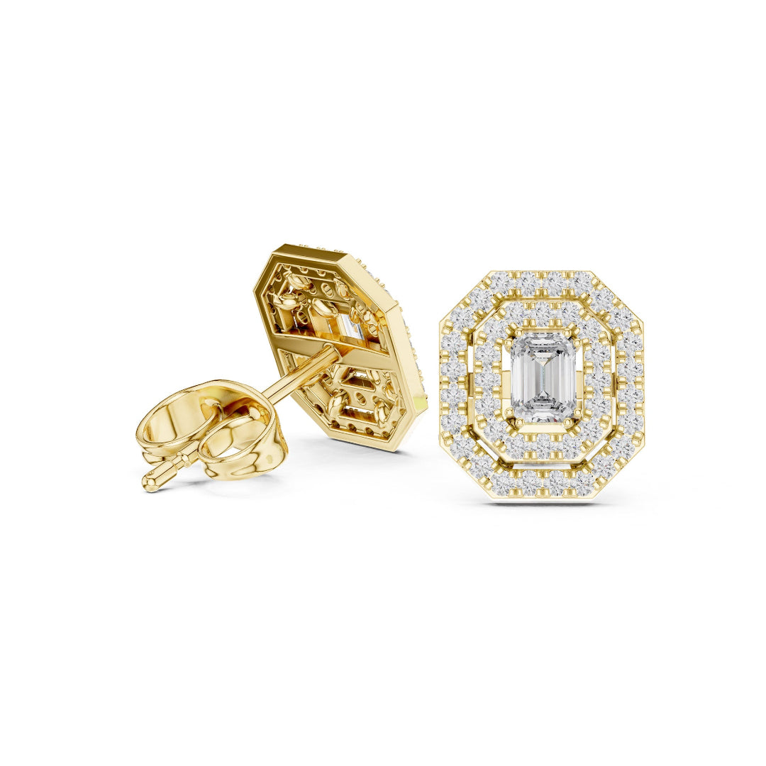 Regalia Emerald Halo Stud Earrings