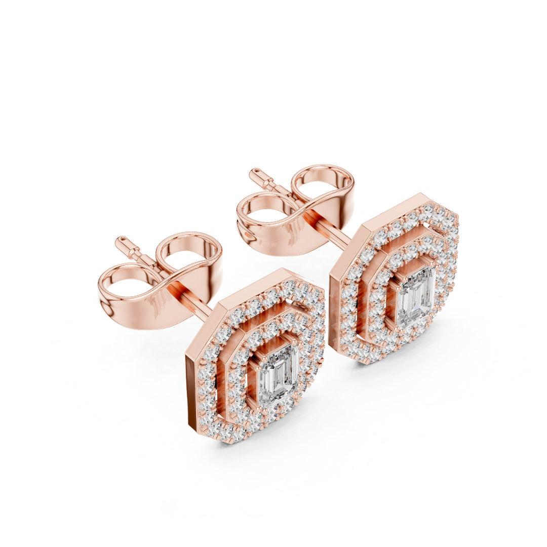 Regalia Emerald Halo Stud Earrings