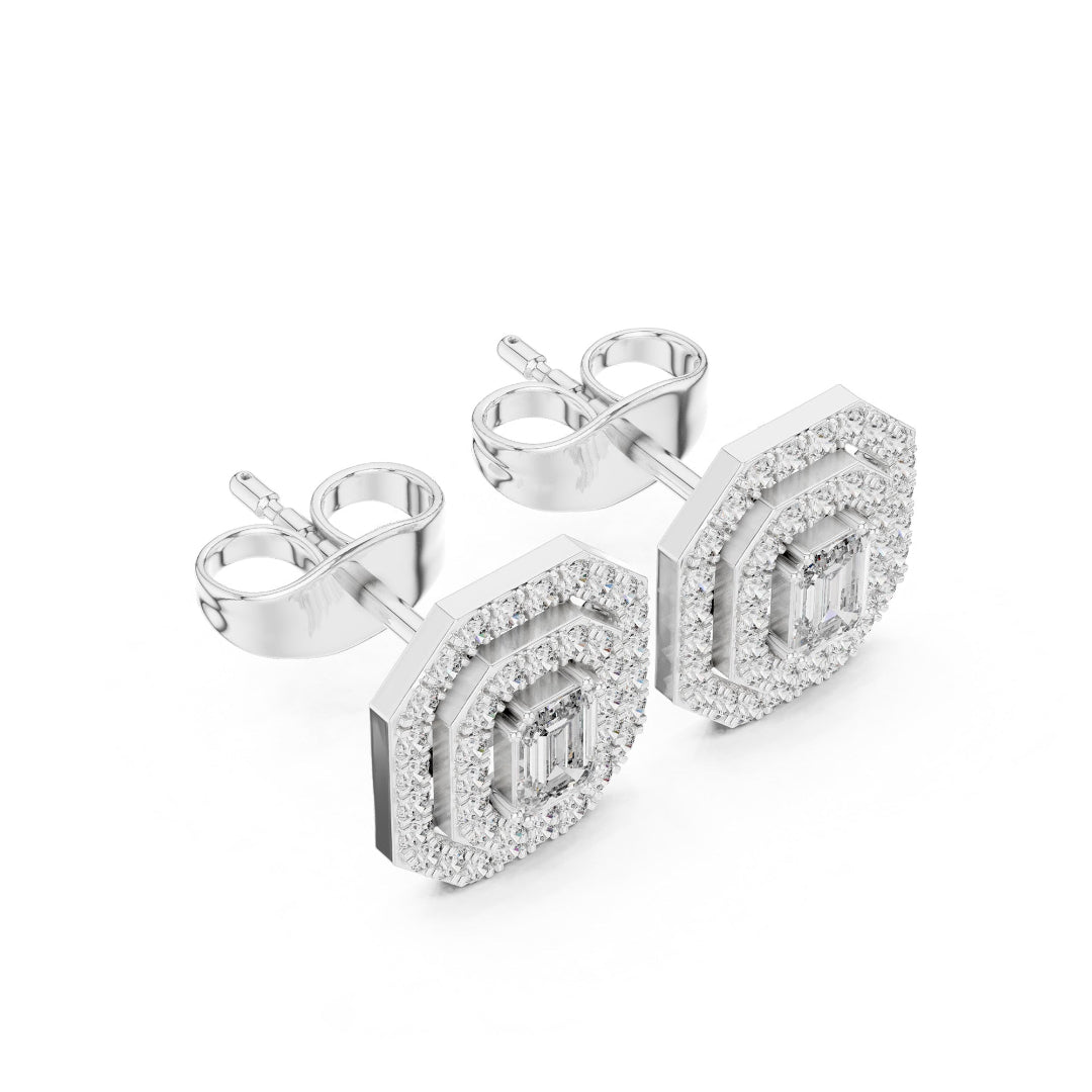 Regalia Emerald Halo Stud Earrings