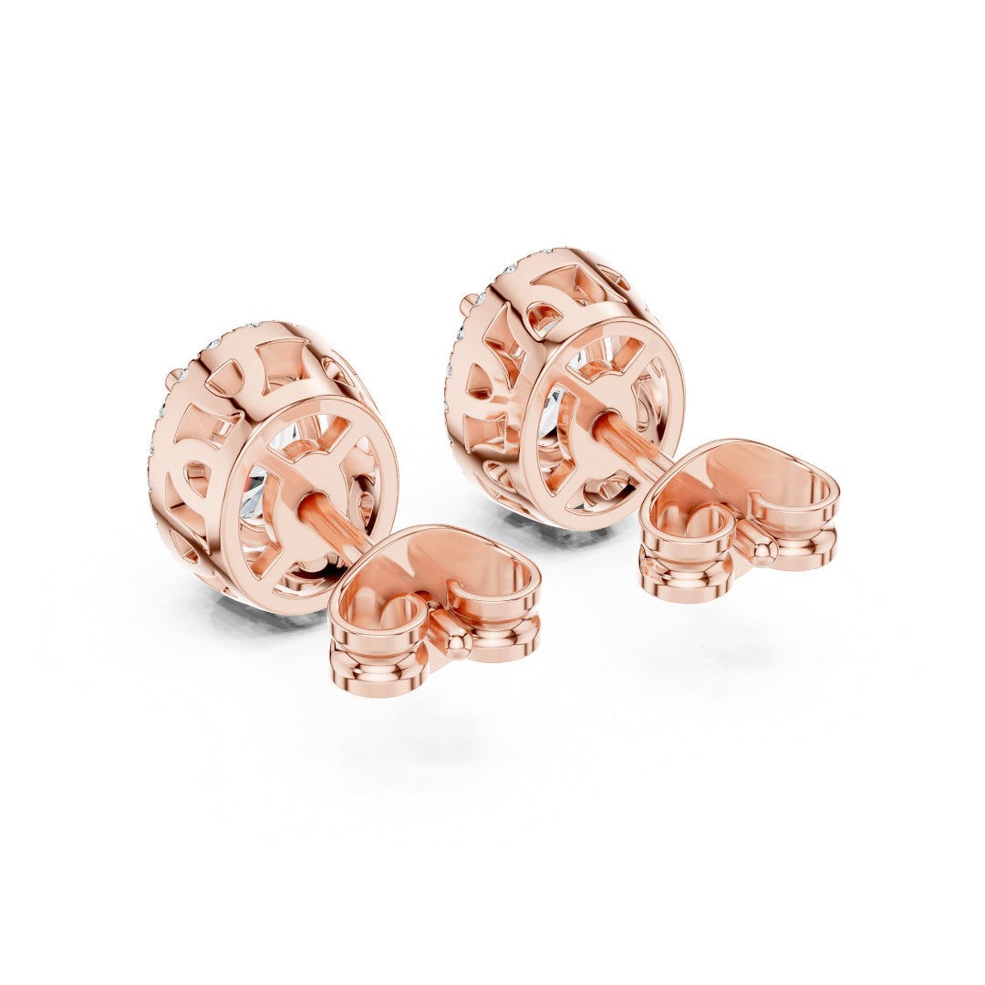 Solitaire Halo Ovel Studs