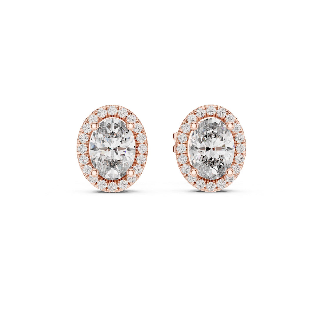 Solitaire Halo Ovel Studs