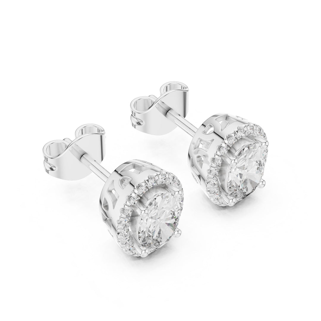 Solitaire Halo Ovel Studs