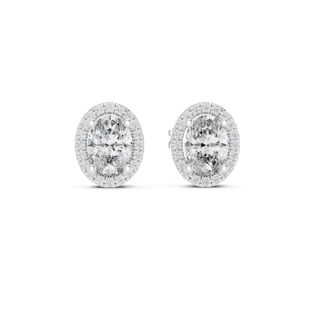 Solitaire Halo Ovel Studs