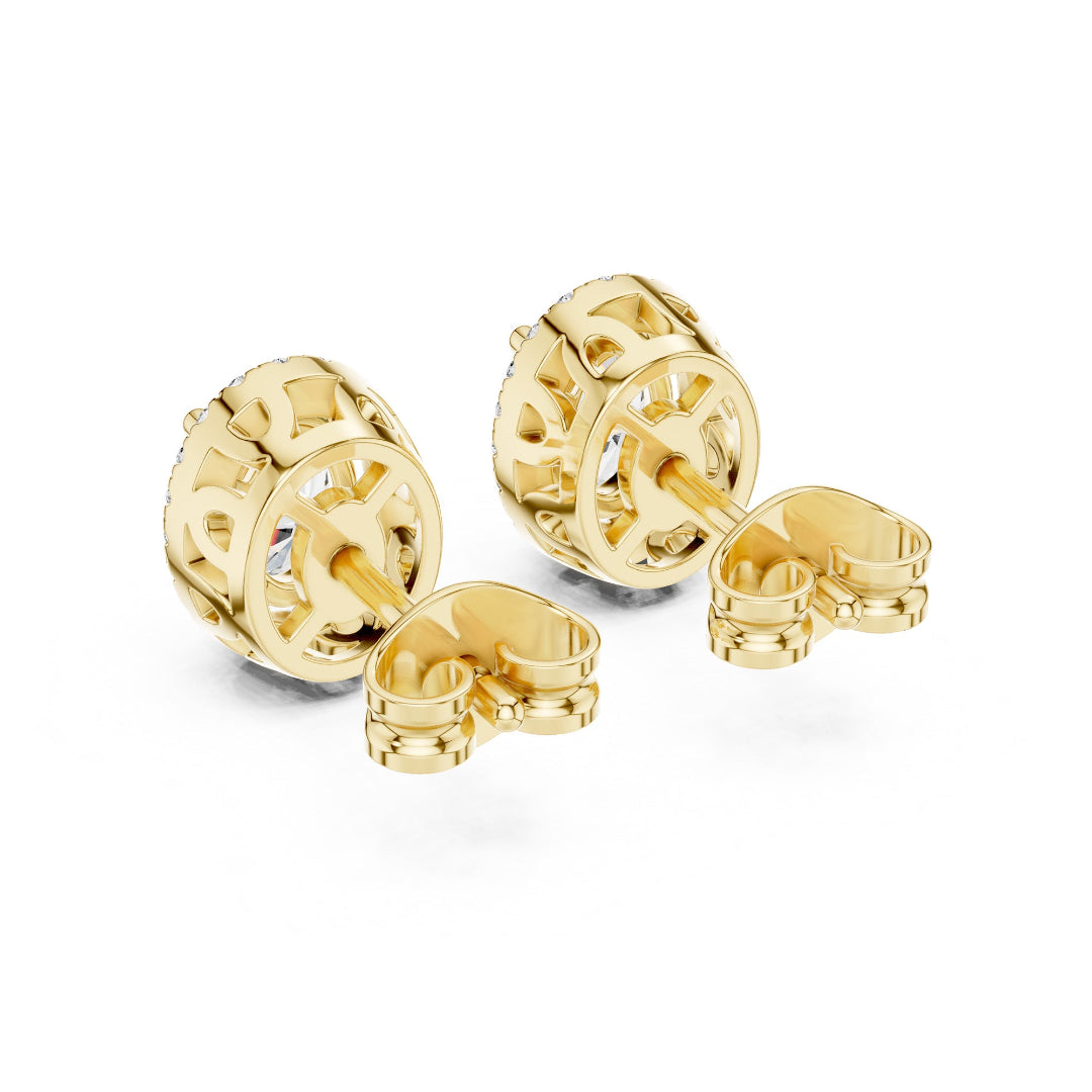 Solitaire Halo Ovel Studs