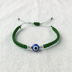 Pure Silver Evil Eye Braided Thread Bracelet / Rakhi