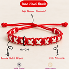 Ruby Red & White Woven Soft Thread Bracelet