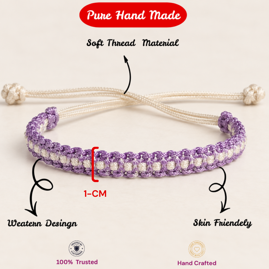 Lavender & White Soft Thread Woven Bracelet