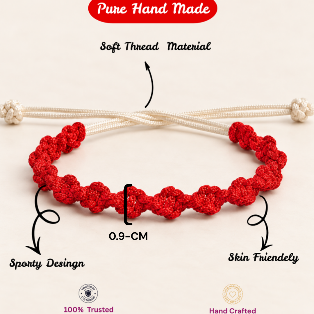Classic Red & White Everyday Soft Thread Bracelet