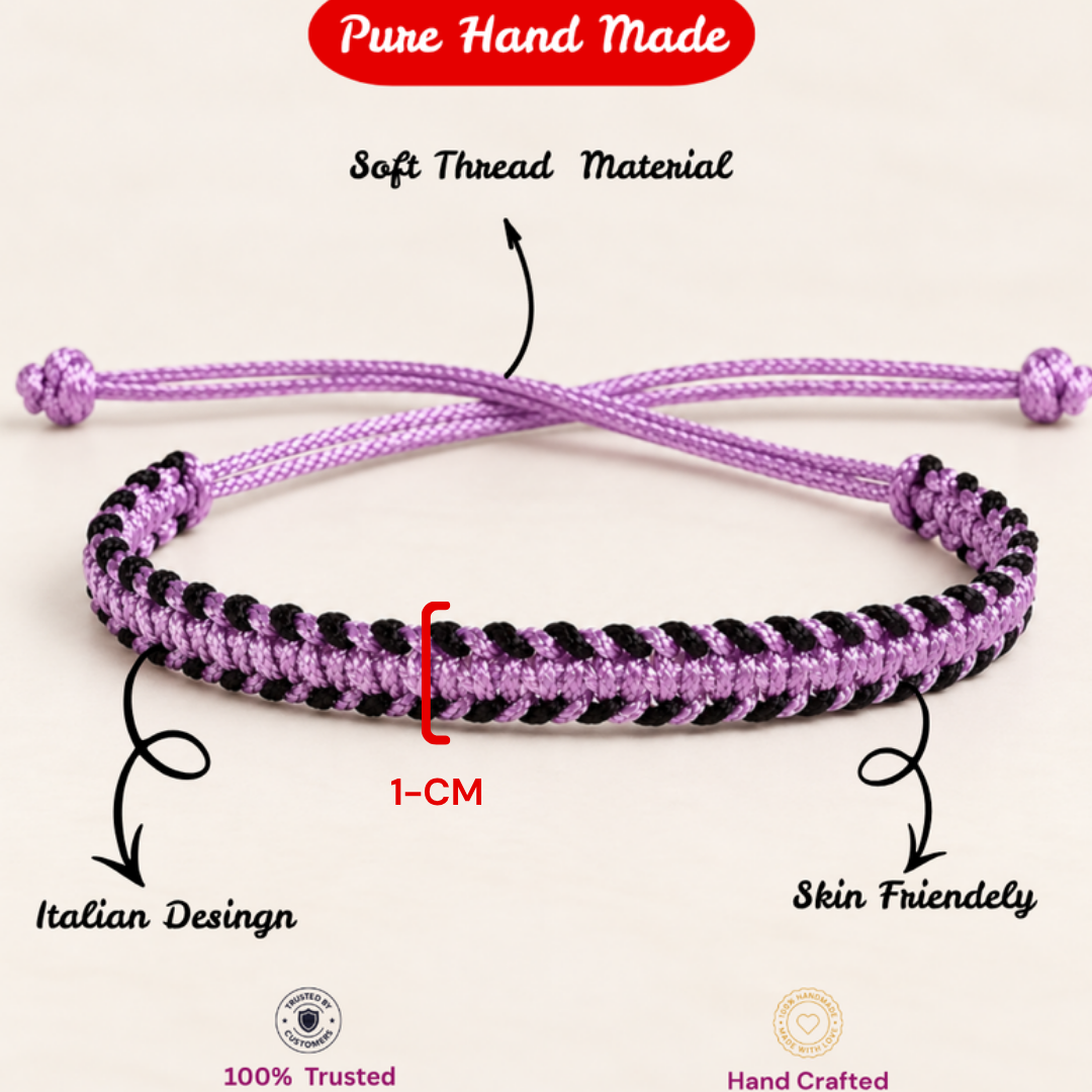 Chic Lavender & Black Everyday Braided Bracelet