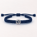 Sacred Om Motif Braided Pure Silver Bracelet