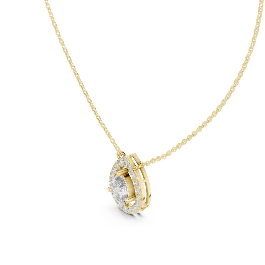 Celena Teardrop Halo Pendant