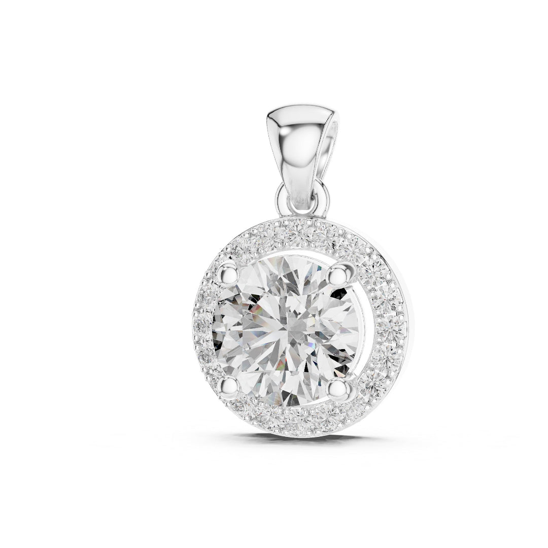 Solitaire Round Spark Halo Pedant