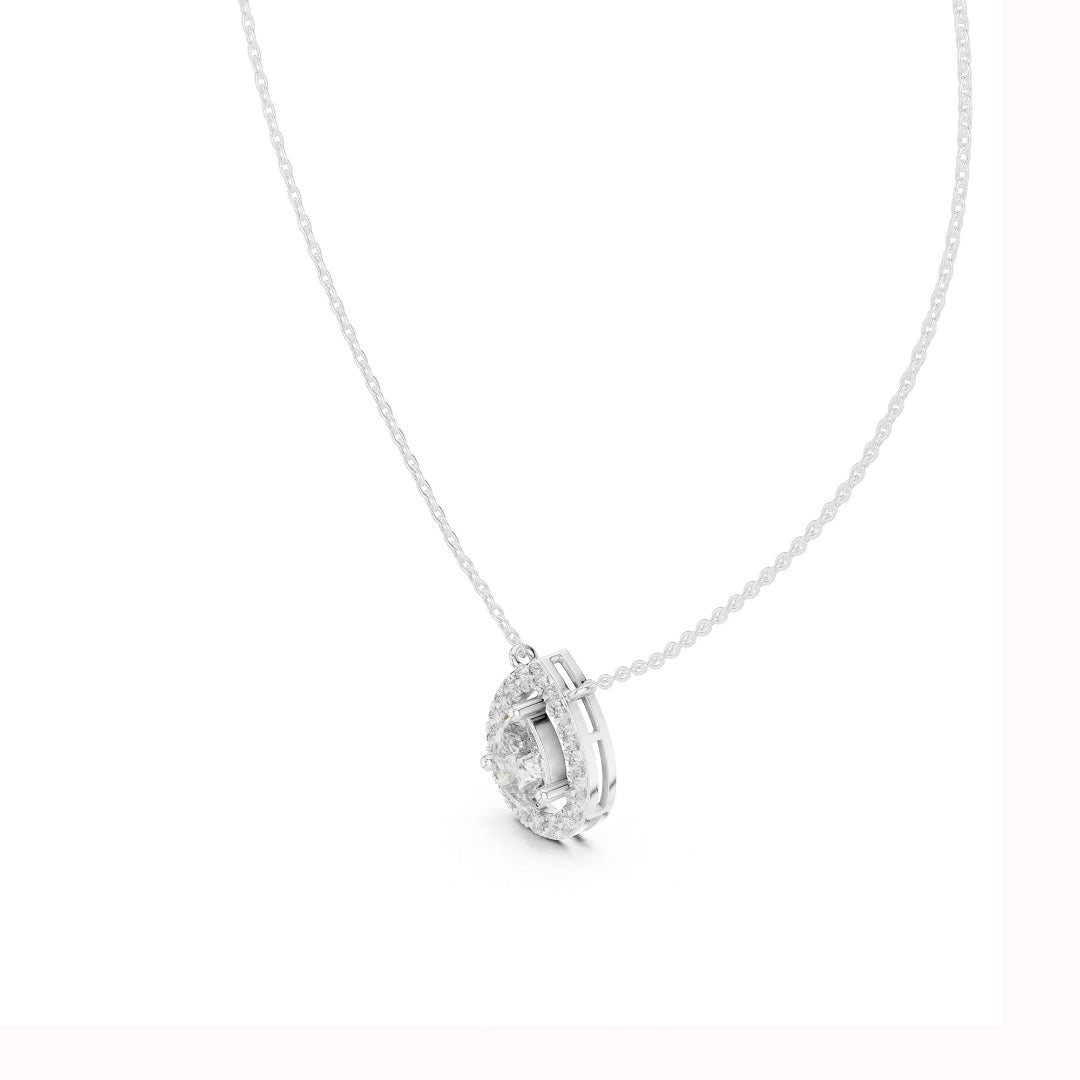 Celena Teardrop Halo Pendant
